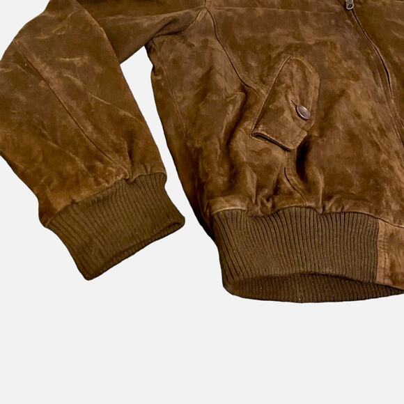 Reserve by Patrick James Size L Genuine Leather Brown Bomber Jacket Vintage - Picture 9 of 15